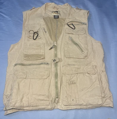 Humvee Safari Vest Mens Med Khaki Tan Multi Pocket Utility Photography Outdoor - Image 1 of 4