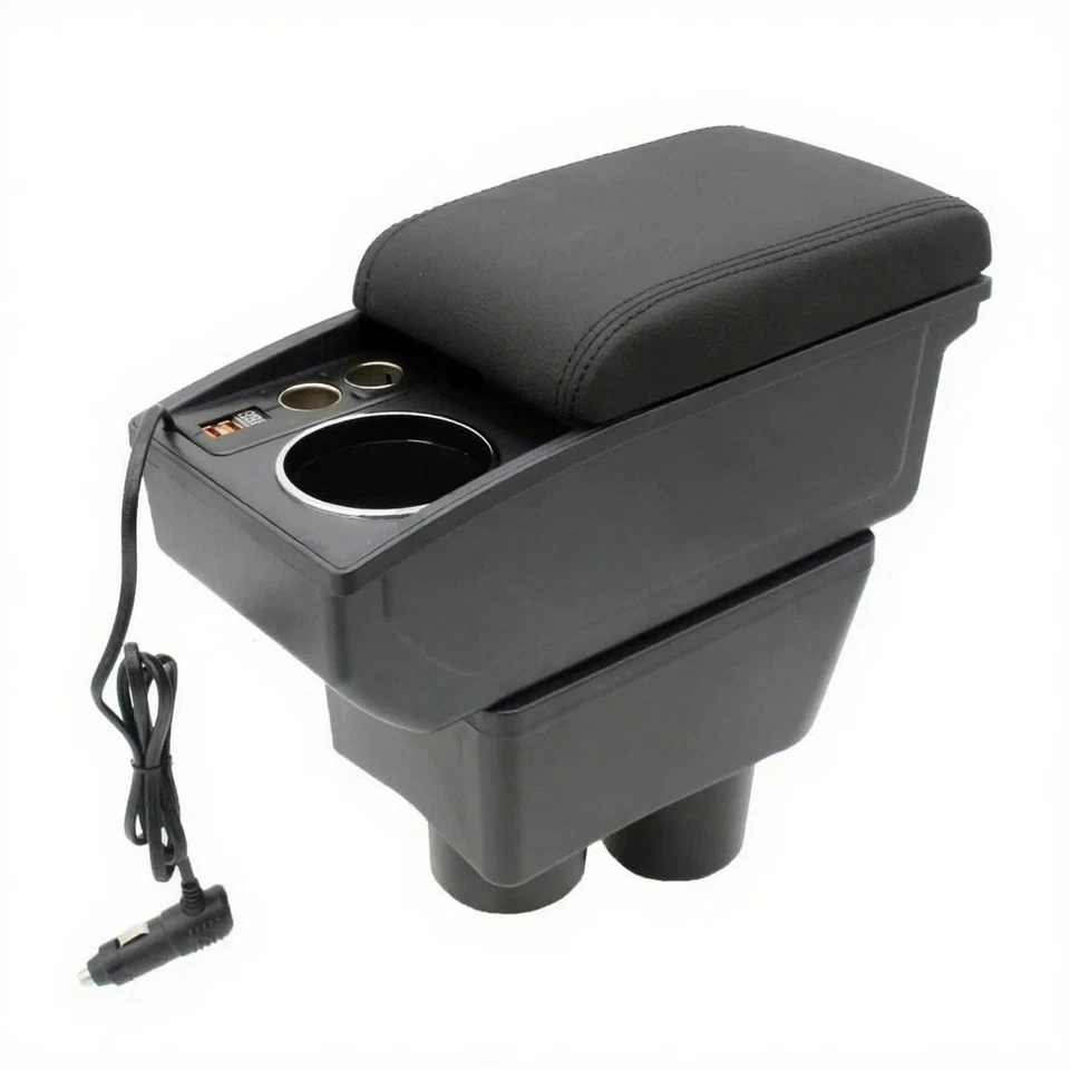 Caja reposabrazos para Nissan Versa 2012-2019 con 2 puertos USB y encendedor de cigarrillos Foto 1 de 4