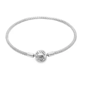 Pandora Mesh Silver Bangle Bracelet Size Medium 7.5 inches NWOT Authentic 596543 - Bild 1 von 1