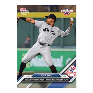 2024 Topps Now 11 Juan Soto Clutch in 9th Highlights NY Debut - kostenloser Versand! - Bild 1 von 2