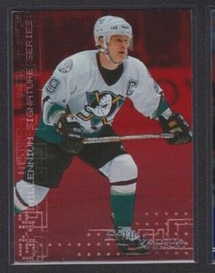 1999-2000 BAP MILLENNIUM SIGNATURE SERIES STAR RUBY FOIL PROOF #1 PAUL KARIYA /1