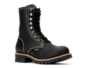 Herren Schwarz 9" Holzfäller Geölt Leder Stahlkappe Arbeitsstiefel BAT-901 Größe 5-13 (D, M) - Bild 1 von 5