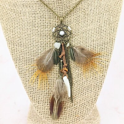 Bohemio Atrapasueños Collar Joyería Colgante Plumas Gitanas Curiosidades Regalo Foto 1 de 4