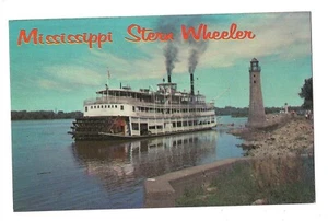 MISSISSIPPI River STERN WHEELER Riverboat Excursion Boat Clinton Iowa Postcard - Picture 1 of 2
