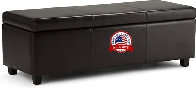 Otomana Rectangular De Almacenamiento Con Tapa Acolchada De 48 Pulgadas Negro Foto 1 de 4