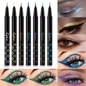 7 Color Glitter Eyeshadow Lip EyeLiner Eye Shadow Pencil Shimmer Pen Makeup Set - Picture 1 of 12