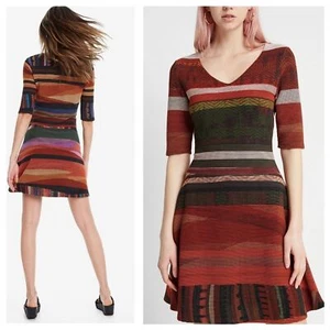 Neu mit Etikett Desigual Boho-Minikleid mehrfarbig gestreift Gr. L strukturiert Academia minimalistisch - Bild 1 von 12