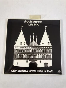 Arte de azulejos de cerámica negra decoración de pared Holsten Gate Lübeck Alfred Evers *tal cual* - Imagen 1 de 17