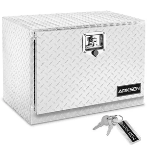 24" Aluminum Diamond Plate Tool Box Silver Truck ATV Trailer Storage Lock W/Key - Picture 1 of 7