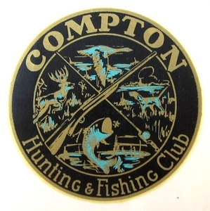 Vintage Compton CA Hunting & Fishing Club Travel Decal Sheet c 1950-60's - Picture 1 of 5