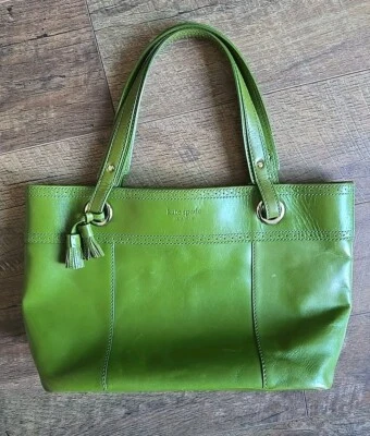 Kate Spade NY Green Leather Handbag Purse Tote Bag 10" X 14" X 5" Floral Lining - Image 1 of 4
