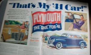 1941 41 Plymouth grande rivista pieghevole centrale pubblicità auto a colori - Enorme! - Foto 1 di 1