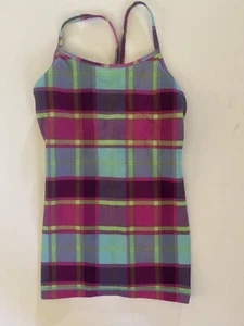 Iviva Athletica Girls Lululemon Line Athletic Tank Top Girls Size 10 Plaid Shirt - Picture 1 of 9
