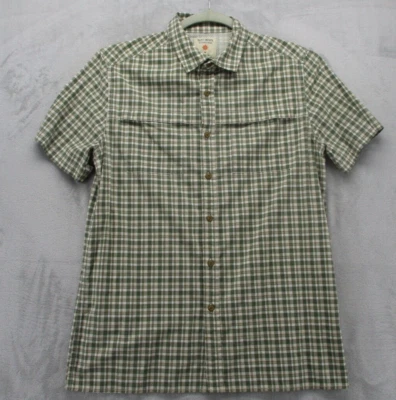 Ruff Hewn Button Up Shirt Men's M Green Ivory Beige Plaid Mountaineer Outdoor - Image 1 of 4