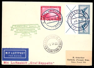 Zeppelin 1933, 2. Correo de embarque SAF 3.6.33, DR 455, 2xW 21.1, ganador 214 Ab - Imagen 1 de 1