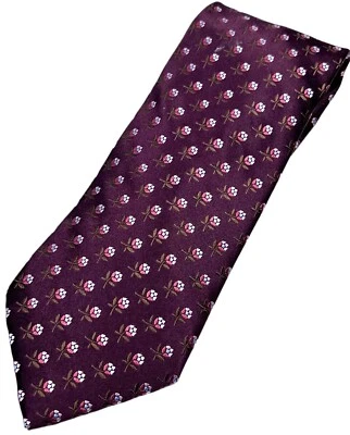 Corbata de seda para hombre Ermenegildo Zegna granate púrpura con flores rosas y blancas Foto 1 de 4