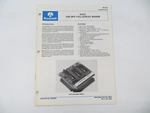 Fiche technique MODEM Rockwell R1212 1200 BPS 1984 FULL-DUPLEX N° MD10 - - Photo 1/4