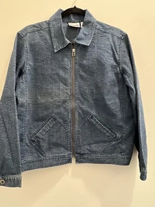 Chico’s Zip Up Denim Patterned Jacket, Blazer Size 1.0 XL Vintage - Picture 1 of 4