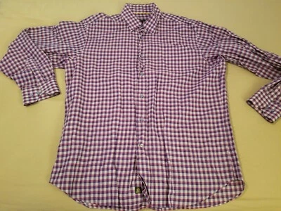Camisa social masculina Robert Talbott G grande roxa botão algodão  - Imagem 1 de 4