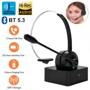 Cuffie wireless auricolari Bluetooth camionista auricolare cancellazione rumore microfono - Foto 1 di 24