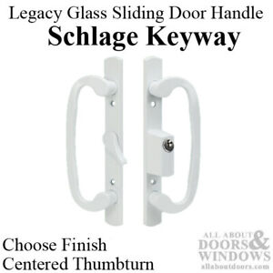 Legacy Glass Sliding Door Handle, CENTER Thumb Turn with Key, Choose Color