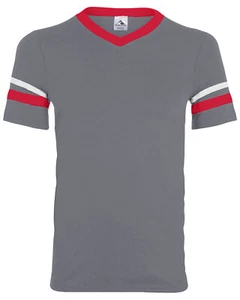 Augusta Sportswear 360 Adult V-Neck Collar T Shirt Sleeve Stripe Jersey T-Shirt - Picture 1 of 33