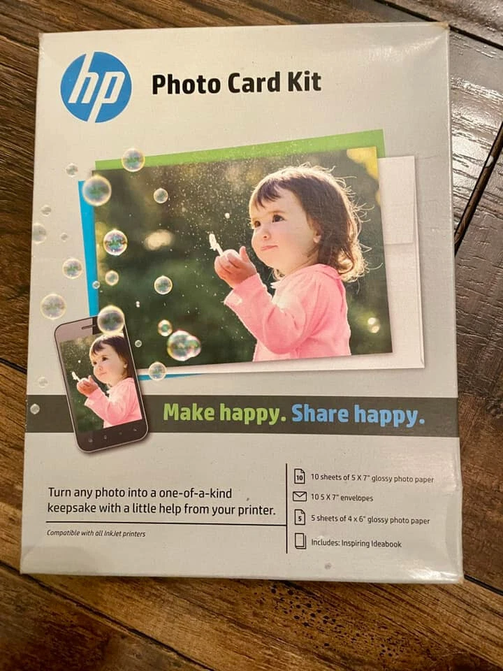 HP PHOTO CARD KIT 10 5x7, 5 4x6 AND 10 5x7 ENVELOPES - Image 1 of 1
