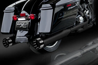 Componentes RC RCX 4.5" Gatlin Negro con Puntas Eclipse Silenciadores Deslizables Harley FLH Foto 1 de 2
