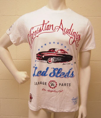 Christian Audigier гаража запчасти светодиод саней белая футболка (L) новый - Изображение 1 из 4