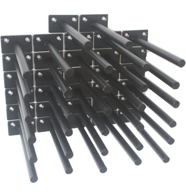 8 Pcs 6" Black Solid Steel Floating Shelf Bracket Blind Hidden Screws Wall Plugs