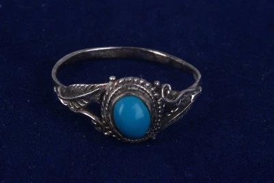 ANILLO PLATA ESTERLINA COLOR TURQUESA PIEDRA TALLA 7 925 FINO 7042B Foto 1 de 4