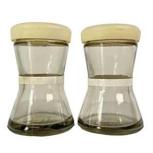 Vtg Clear MCM Salt & Pepper Shakers Tapered Hourglass Shape 2.5" Tall - Picture 1 of 6