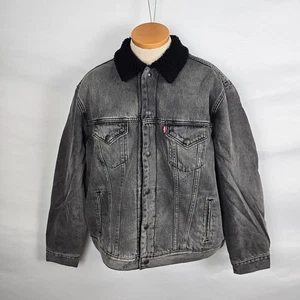 Levi's Trucker Jacke Herren L Schwarz Stonewash Vintage Fit Sherpa 791290028 Neu mit Etikett - Bild 1 von 15