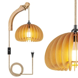 Holz Laterne Steck Wandleuchter, Korbhalterungen Wandlampe mit Steckkor... - Bild 1 von 9