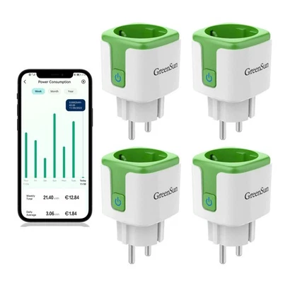 GREENSUN 1-4X Wlan Steckdose Stromzähler Zeitschaltuhr Sprachsteuerung mit Alexa/VeSync