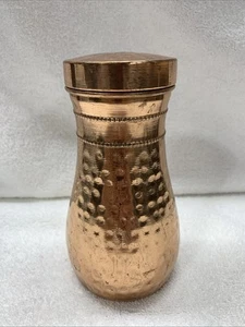 Kupfer Wasserkrug mit Becherdeckel, Krug gehämmert Oberfläche, Vintage Patina.C4 - Bild 1 von 8