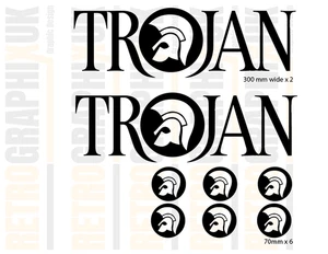 Trojan Records Stickers LARGE BLACK  300mm + 6 Ska Reggae Skinhead Scooters - Picture 1 of 12