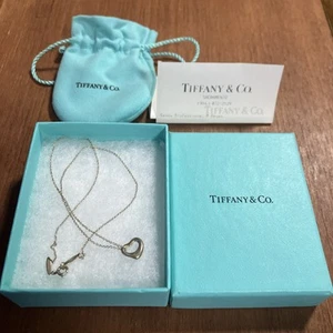 Tiffany & Co. Elsa Peretti Open Heart Pendant Silver Necklace 11mm - Picture 1 of 5