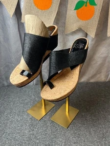 Sandalia de cuña de corcho charol Gretta negra talla 10 Donald Pliner para mujer - Imagen 1 de 8