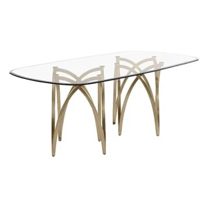 Best Quality Furniture 78" x 42" Rounded Rectangular Clear Glass Dining Table - Picture 1 of 4