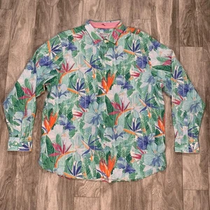 Tommy Bahama Leinenhemd Herren Extra Large Blumen Knopfleiste Langarm - Bild 1 von 8
