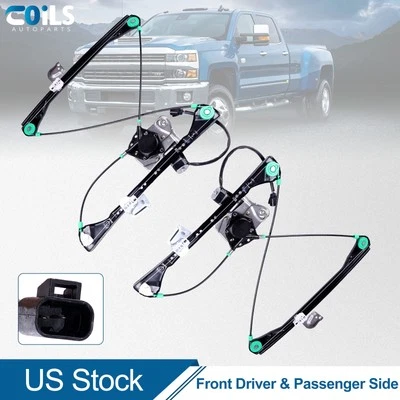 Par de reguladores de ventana delantera con motor para Pontiac Grand Am 1999-2005 sedán de 4 puertas Foto 1 de 4