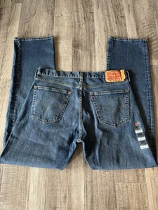Levis Jeans Men 36x34 Blue 501 Straight Leg Cotton Stretch Denim Button Fly New - Picture 1 of 5