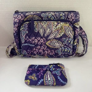 VERA BRADLEY Floral Purple Zip Tote Shoulder Bag Crossbody Purse & Wallet - Picture 1 of 17