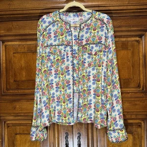 Natural Life Calypso Floral Button-Up Blouse Women’s L Sustainable Summer Boho - Imagen 1 de 12