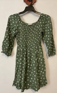 Social Academy Girls Size 12 Green Floral Knee-Length Stretch Ruched Dress A5533 - Picture 1 of 6