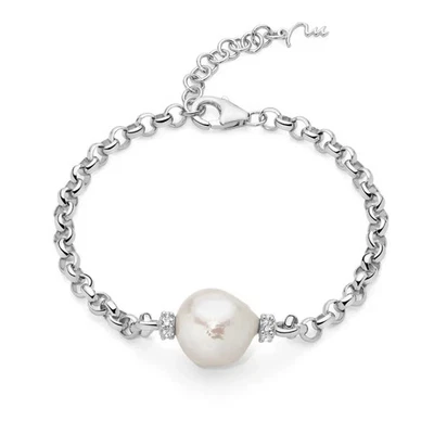 Bracciale Miluna Donna Argento 925 Perla Irregolare Topazi Bianchi _PBR3547B - Immagine 1 di 2