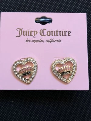 Aretes Juicy Couture en tono dorado con corona y logotipo con circonita cúbica nuevos con etiquetas Foto 1 de 4