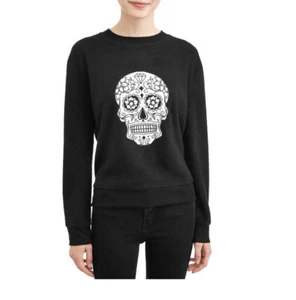No Boundaries Juniors' Plush Teddy Crewneck Sweatshirt Skull. NWT Size XL - Picture 1 of 4