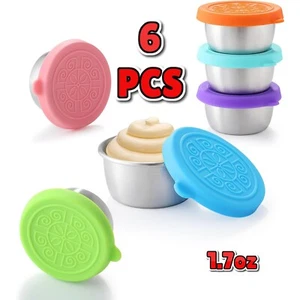 6Pcs Salad Dressing Containers, Leakproof Silicone Lids, 1.7oz Condiment Cups - Picture 1 of 8